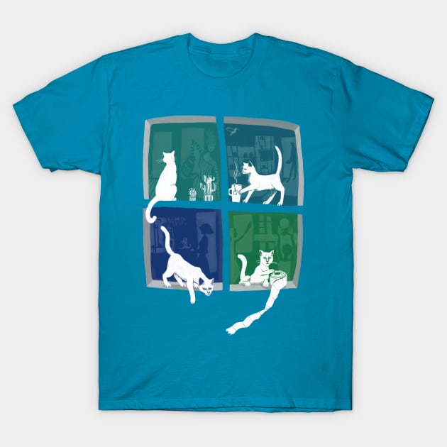 Windows20 - Cats in Corona Quarantine T-Shirt by mnutz